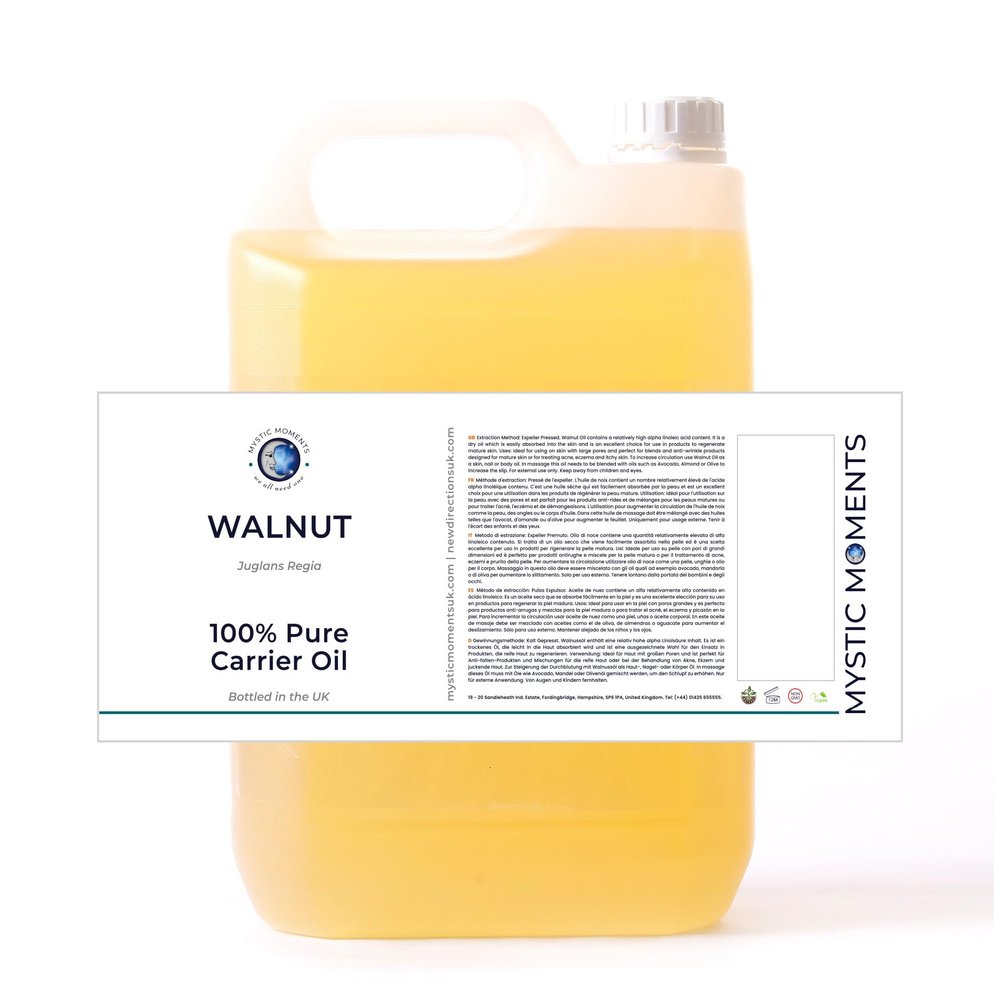 Mystic Moments| Walnut Carrier Oil 10 Litres | Juglans Regia | Nourishing Skin & Hair Care Oil | Ideal for Skincare, Massage & Cosmetic Formulations | Smooth Conditioning Beauty