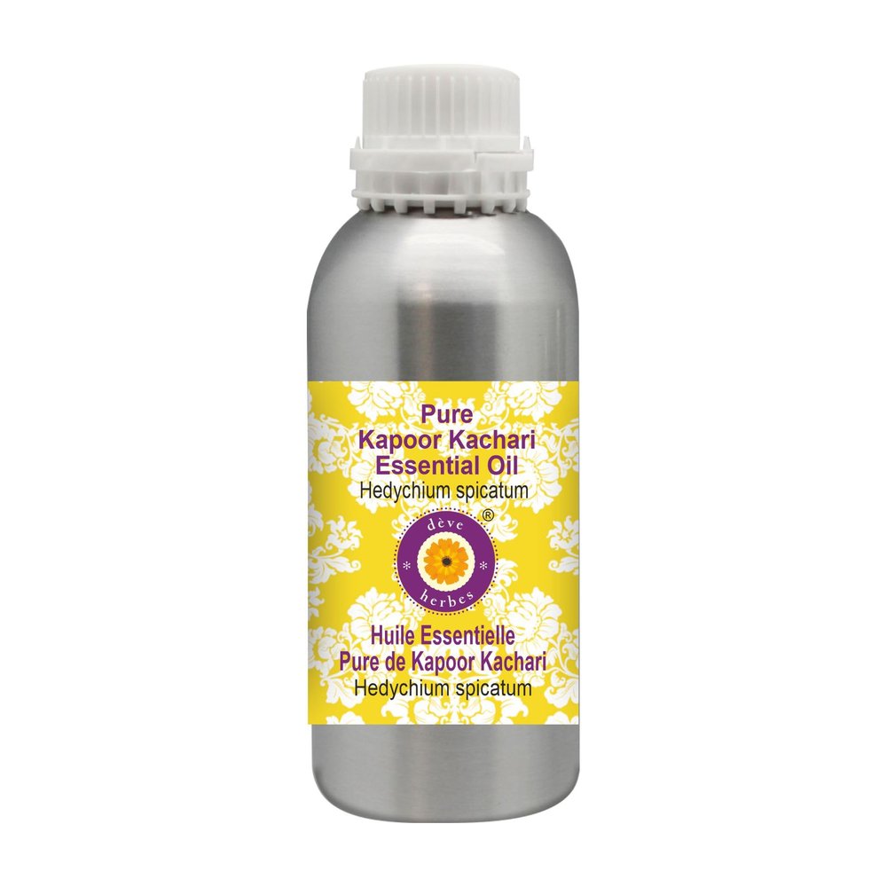 Deve Herbes Pure Kapoor Kachari Essential Oil (Hedychium spicatum) Non-Sticky | Non-Greasy | for Aromatherapy, Massage & DIY Use | Steam Distilled 630ml