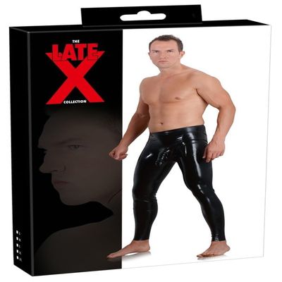 Late X Men's Smallleeve Latex Leggings, Small