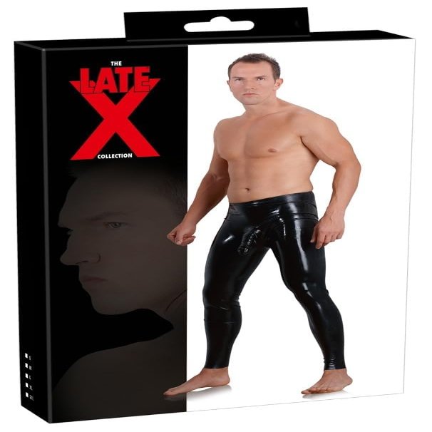 Late X Men's Smallleeve Latex Leggings, Small