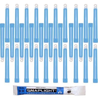 Cyalume SnapLight Blue Light Sticks  6 Inch Industrial Grade, High Intensity Glow Sticks with 8 Hour Duration (Pack of 30)
