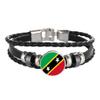 Saint Kitts and Nevis Flag Braided Bracelet Leather Chain Crystal Wristband Souvenir,Fashion Handmade Bracelet for Man & Woman Special Day's Gift view 1