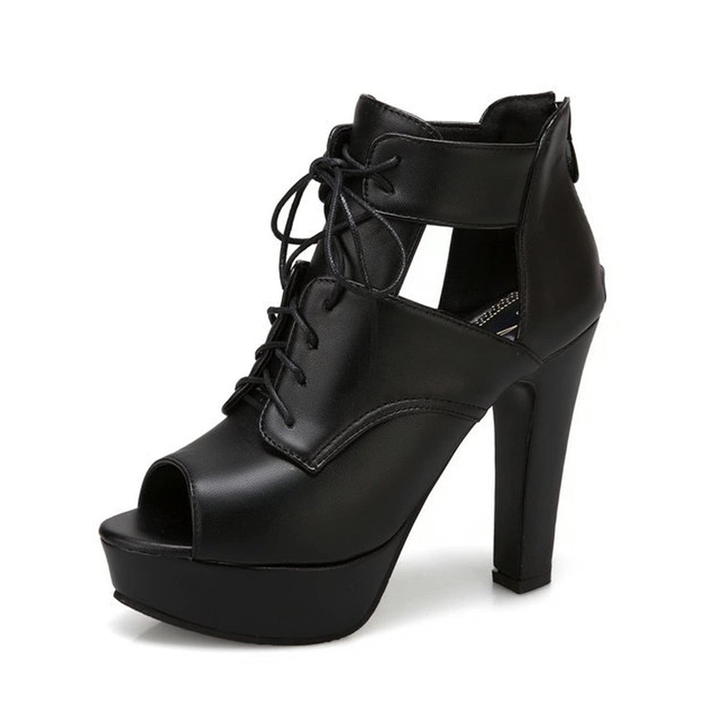 BeAUZQ Women's Summer Sandals Front lace-up Roman high heel sandals Platform Sexy Peep Toe Fetish High Heel Pumps Shoes Size 34-50,Black,47