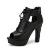 BeAUZQ Women's Summer Sandals Front lace-up Roman high heel sandals Platform Sexy Peep Toe Fetish High Heel Pumps Shoes Size 34-50,Black,47 view 1