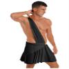 Miutii Mens Ancient Greek God Costume One Shoulder Ruffle Skirt Halloween Theme Party Cosplay Fancy Dress Black XXL view 3