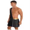 Miutii Mens Ancient Greek God Costume One Shoulder Ruffle Skirt Halloween Theme Party Cosplay Fancy Dress Black XXL view 4