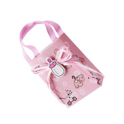 Mini Tote Candy Bag 12pcs Pink Paper Gift Bags with Handles