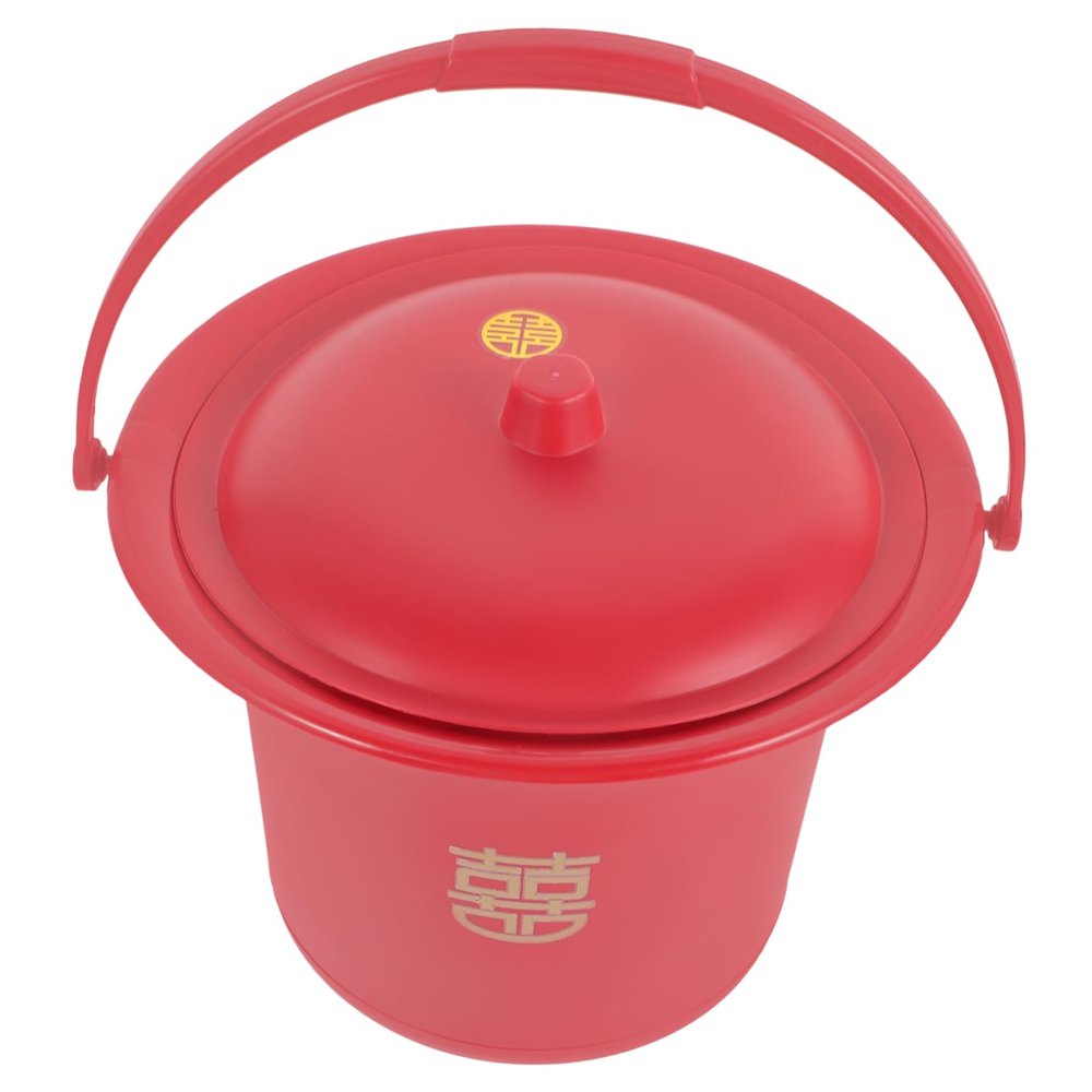 HAPINARY Portable Easy to Move and Non-Slip Design with Lid Red for Adults Plastic Spittoon Suitable for Home Use and Wedding Chamber Pot