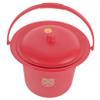 HAPINARY Portable Easy to Move and Non-Slip Design with Lid Red for Adults Plastic Spittoon Suitable for Home Use and Wedding Chamber Pot view 1