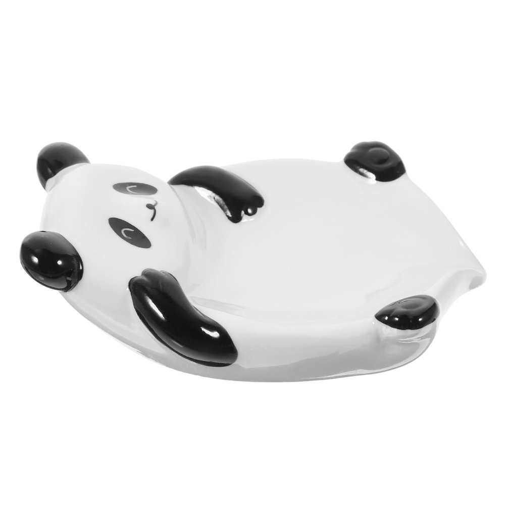 Ceramic Panda Soap Dish White Self Draining Bathroom Holder