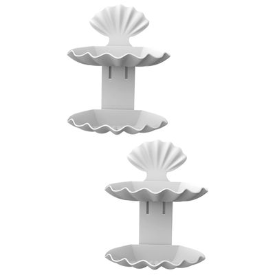 Alipis 2pcs Shell Shape Soap Dish Holder Wall Mounted Double Plastic Soap Storage Rack for Bathroom Kitchen Shower Caddy