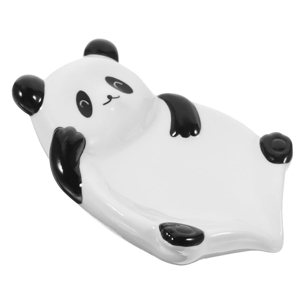 Ceramic Panda Soap Dish Holder for Bathroom and Kitchen, White