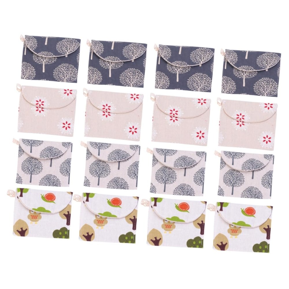 JECOMPRIS 16pcs Sanitary Napkin Pouch for Tampons and Menstrual Cups Portable Storage Case Assorted Style for Travel and Daily Use Reusable and Convenient Style