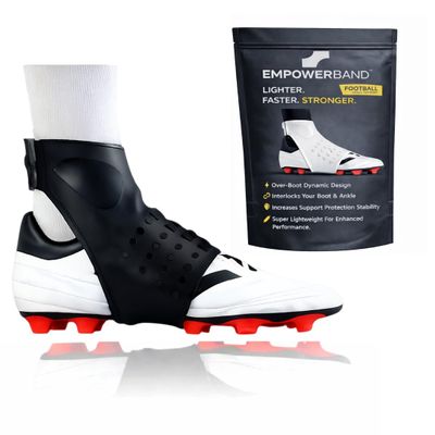 Empowerband Football Ankle Support And Protection - Lighter Faster Stronger Than Traditional Tapes & Braces (Black, XS, Mens UK Boot Size 2-3)