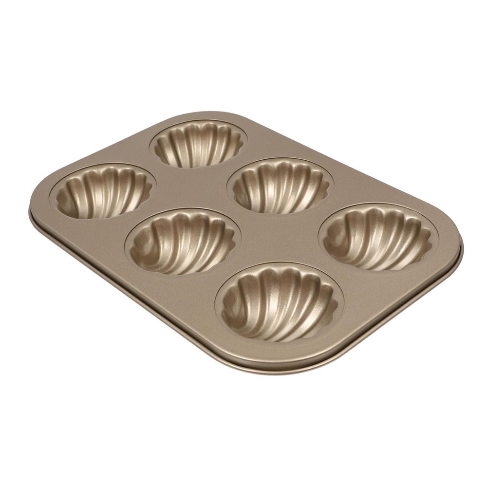 ABOOFAN Non-Stick Cake Mold Made of Sturdy Carbon Steel with Golden Shell Shape, Food Contact Safe Baking Tool for Party Preparation and Home Baking
