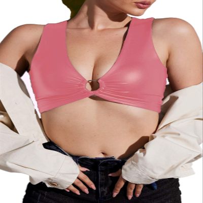 krtwrnt Womens Sparkly Festival Rave Outfits Sexy Concert Crop Top, 01-pink, Large