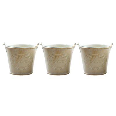 Sosoport 3pcs Golden Iron Mini Flower Bucket Planters with Handles
