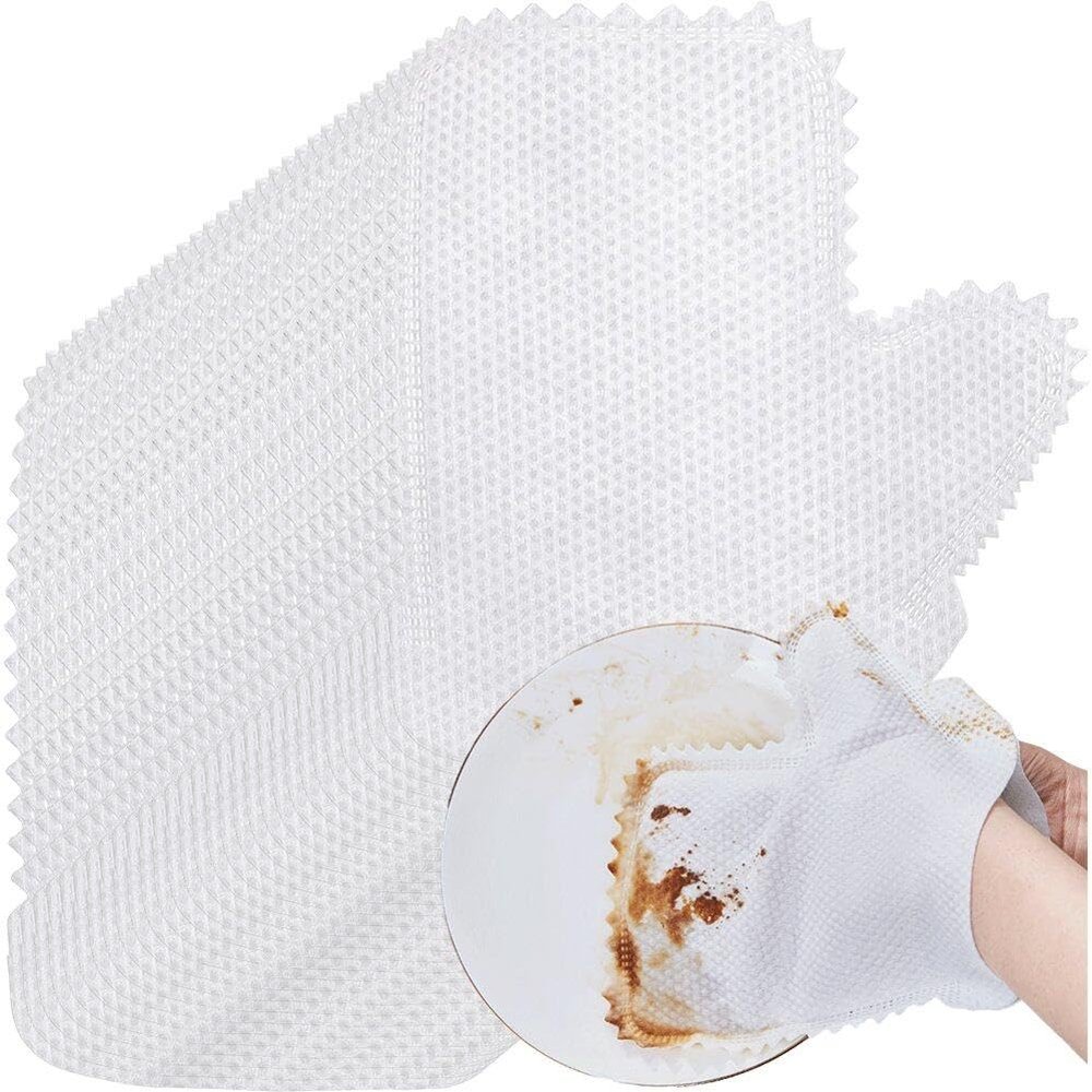 Abbdbd 50pcs Non-woven Cleaning Gloves Microfiber Dusting Gloves Fish Scale Duster Wipes Kitchen Tools for Cleaning Window Glass